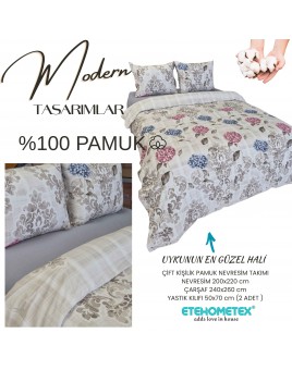 ETEHOMETEX %100 Pamuk Nevresim Takımı ÇİFT KİŞİLİK ORTANCA RENKLİ 8696474232111
